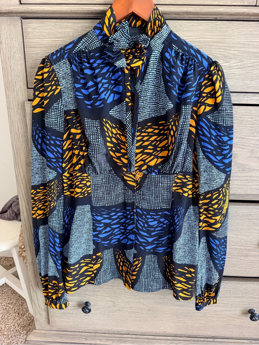Burberry Prorsum Printed Tie-Neck Blouse Made in Italy IT 42